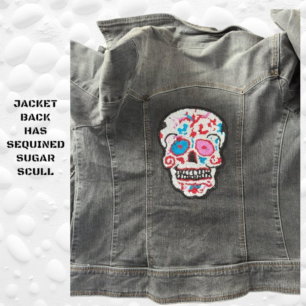 Addition Elle Jean Jacket with Sequined Scull - 2X - NWT - Picture 10 of 15